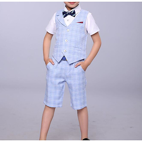 

Серый / Небесно-голубой / Светло-розовый Хлопок Детский праздничный костюм - 1 комплект Включает в себя Жилетка / Шорты / Бабочка