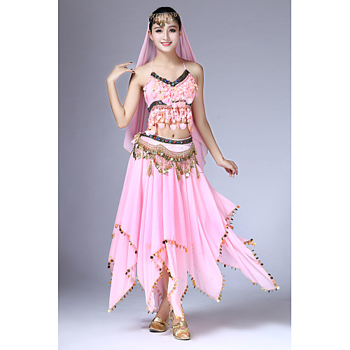 

Танец живота Инвентарь Жен. Выступление Шифон Бусины / Кружева / Несколько слоев Без рукавов Заниженная талия Юбки / Кофты / Головные уборы