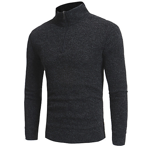 

Men's Solid Colored Long Sleeve Slim Pullover Sweater Jumper, Round Neck Black / Navy Blue / Gray M / L / XL