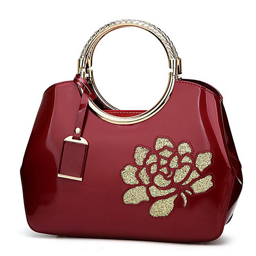 

Women's Polyester / PU Top Handle Bag Solid Color Black / Wine / White