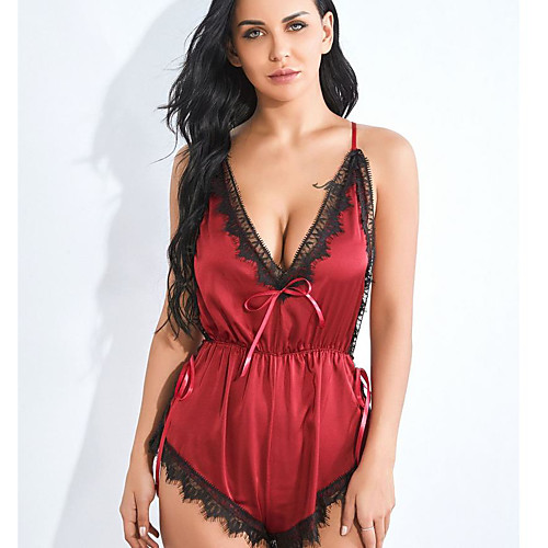 

Жен. Супер секси Боди Ночное белье - Кружева Вышивка Красный L XL XXL / V-образный вырез