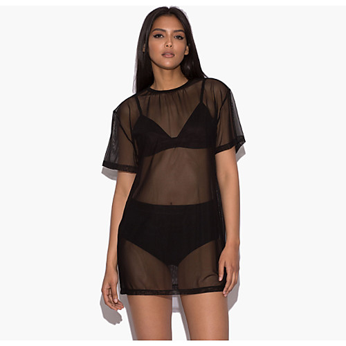 

Жен. Черный Раздельные Купальники - Однотонный L XL XXL Черный