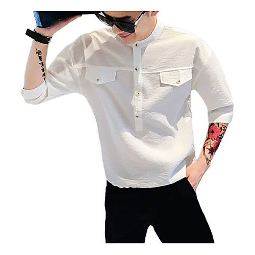

Муж. С принтом Рубашка Уличный стиль / Элегантный стиль Однотонный / Геометрический принт Белый US36