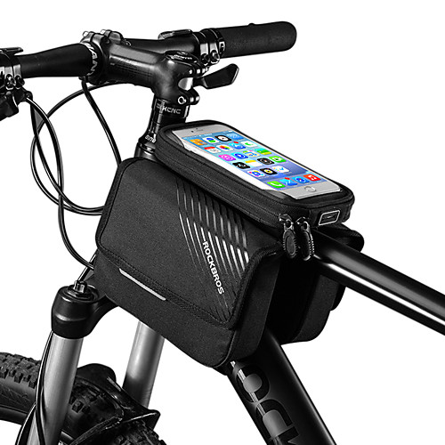 фото Rockbros сотовый телефон сумка бардачок на раму 6 дюймовый сенсорный экран светоотражающий логотип водоотталкивающая велоспорт для iphone x iphone xr iphone xs черный горный велосипед велоспорт lightinthebox