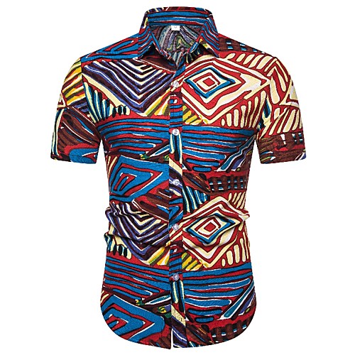 

Men's Daily Going out Basic / Exaggerated T-shirt - Geometric Rainbow