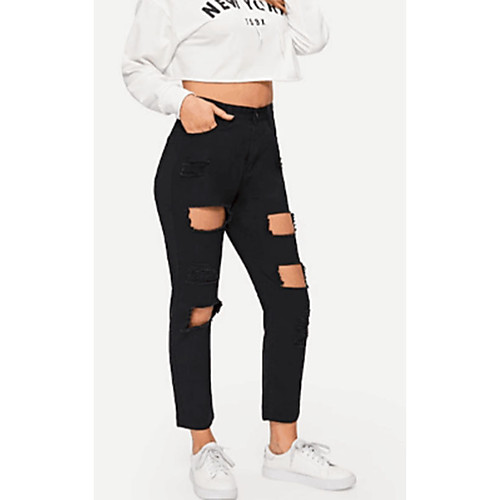

Жен. Классический Чино Брюки - Однотонный Черный M L XL