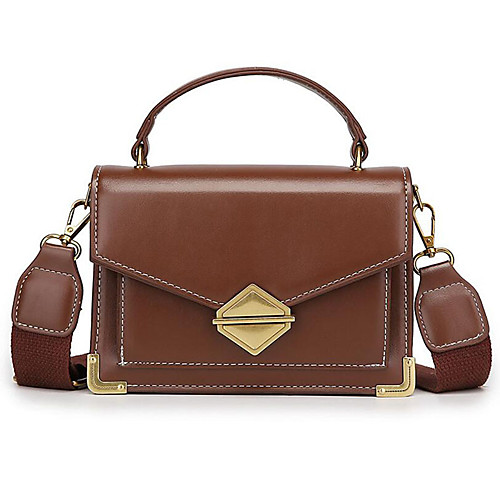 

Women's Polyester / PU Top Handle Bag Solid Color Black / Brown / Wine