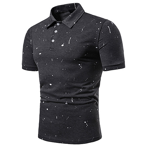 

Men's Daily Going out Basic / Elegant Polo - Polka Dot / Solid Colored White