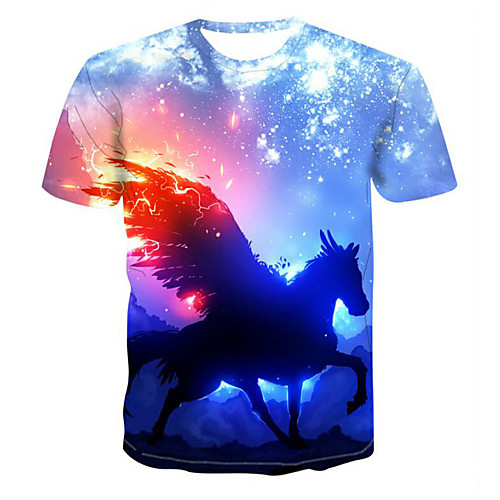 

Муж. С принтом Футболка Классический / Уличный стиль 3D / Мультипликация Синий L