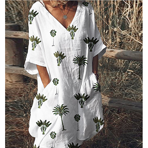 

женская свободная туника длиной до колена v шея белый красный синий s m xl xxl