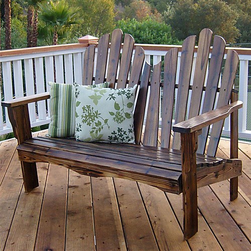 

садовая скамейка на открытом воздухе Loveseat с отделкой из обожженного коричневого дерева