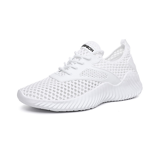 

Men's Mesh Fall / Spring & Summer Sporty / Casual Athletic Shoes Running Shoes / Walking Shoes Breathable Color Block Black and White / White / Black