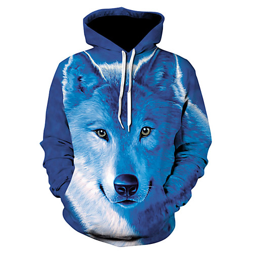 

Men's Basic Hoodie Jacket - 3D / Animal Hooded Royal Blue US32 / UK32 / EU40