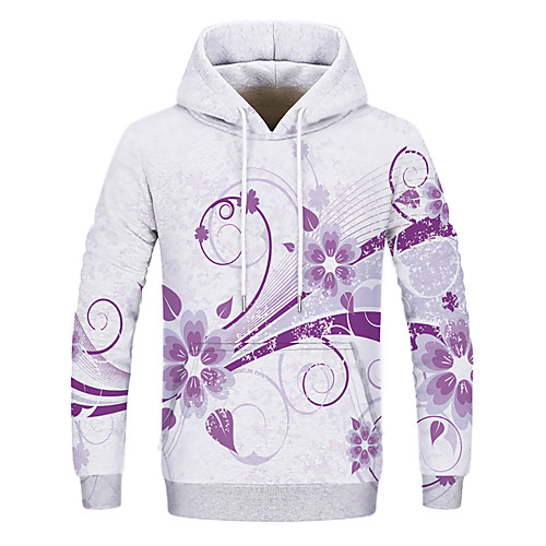 

Муж. На каждый день / Уличный стиль Толстовка - Цветочный принт / Контрастных цветов / 3D