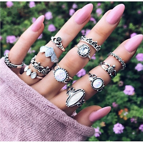 

Жен. Цирконий Ring Set европейский Модные кольца Бижутерия Серебряный Назначение Свадьба 12шт