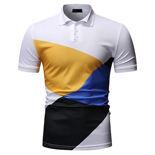 

Муж. Polo Рубашечный воротник Контрастных цветов Белый XL / С короткими рукавами