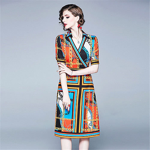 

Жен. Элегантный стиль А-силуэт Платье С принтом До колена