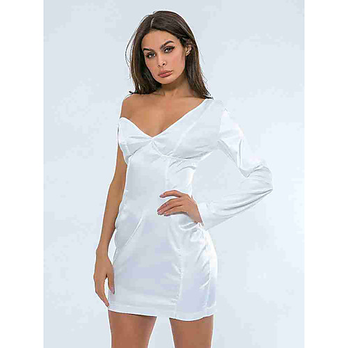 

Жен. Элегантный стиль Облегающий силуэт Платье - Однотонный Выше колена