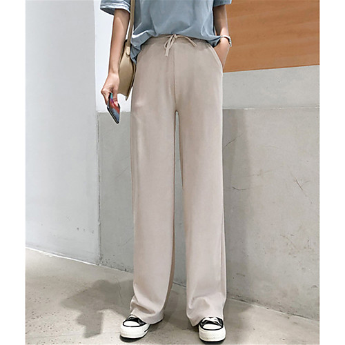

Жен. Классический Широкие Брюки - Однотонный Черный Бежевый L XL XXL
