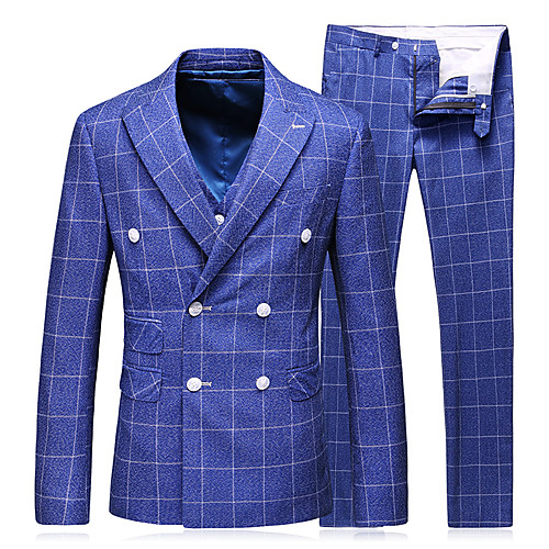 

Tuxedos Standard Fit Peak Polyester / Cotton Blend / Polyster Plaid / Check