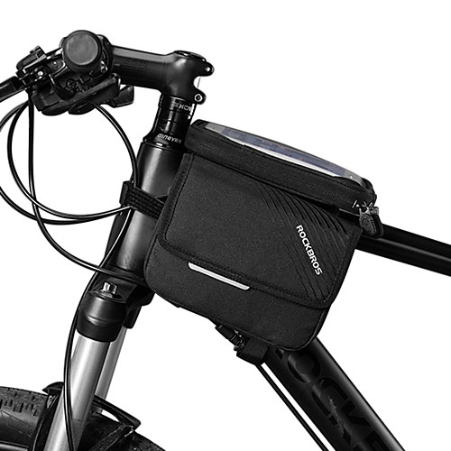 фото Rockbros сотовый телефон сумка бардачок на раму 6 дюймовый сенсорный экран светоотражающий логотип водоотталкивающая велоспорт для iphone x iphone xr iphone xs черный горный велосипед велоспорт lightinthebox
