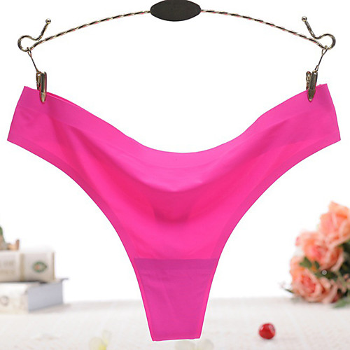 

Women's Basic G-strings & Thongs Panties - Normal Low Waist Black White Fuchsia One-Size