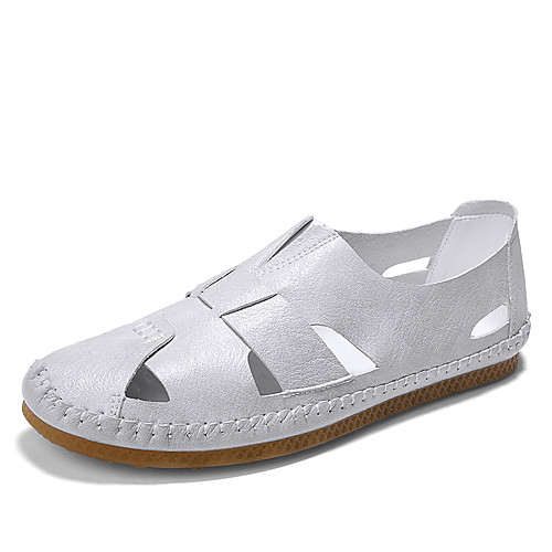 

Муж. Комфортная обувь Полиуретан Весна лето На каждый день Сандалии Дышащий Белый / Черный / Серый