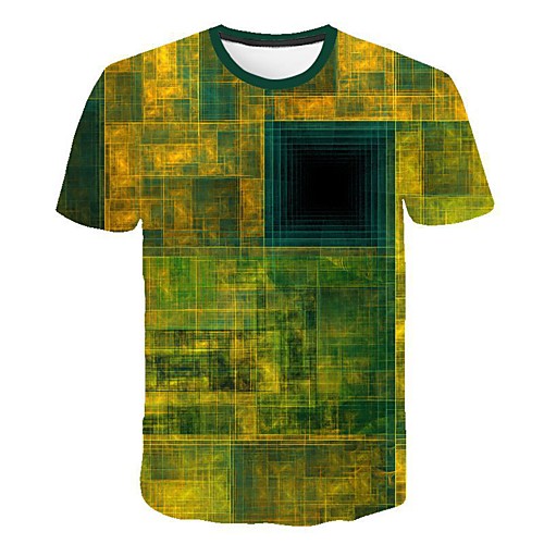 

Муж. Футболка Уличный стиль / Панк & Готика Геометрический принт / 3D Зеленый US46