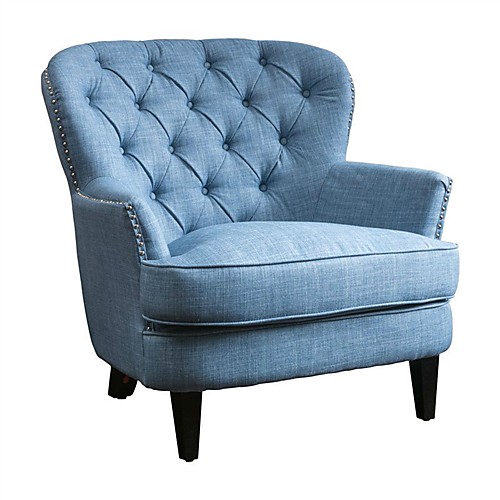 

светло-синее мягкое стеганое мягкое кресло середины века
