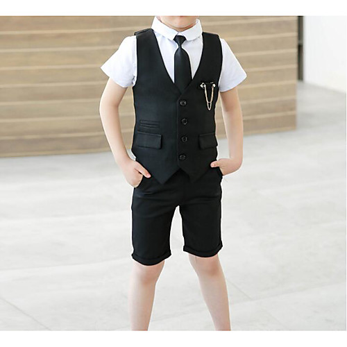 

Черный Смесь хлопка Детский праздничный костюм - 1 комплект Включает в себя Жилетка / Брюки