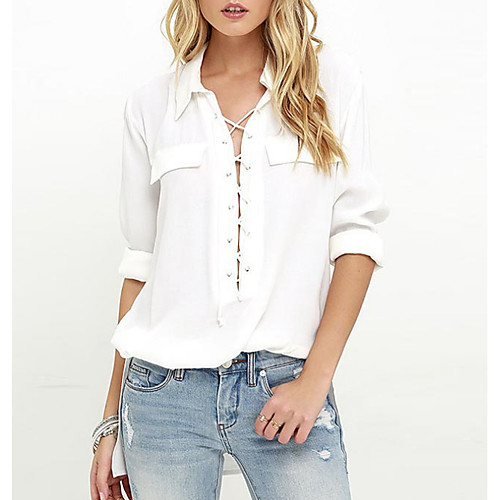 

Жен. Блуза Однотонный Белый US12