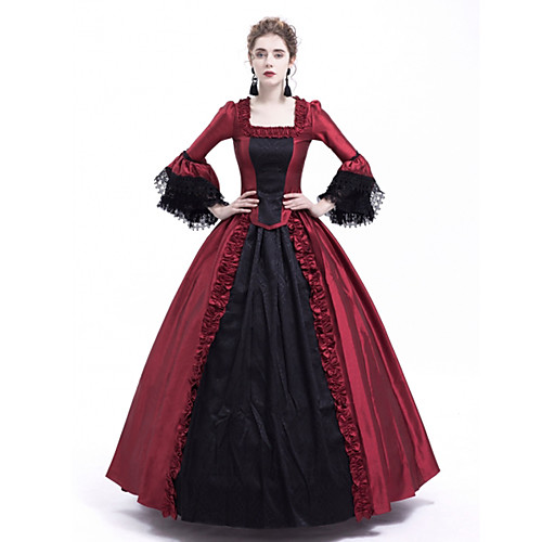 

Принцесса Мария Антониетта Цветочные Стиль Рококо Викторианский стиль Эпоха возрождения Костюм Жен. Костюм для вечеринки Маскарад Красный черный Винтаж Косплей Рождество Halloween Вечеринка / ужин