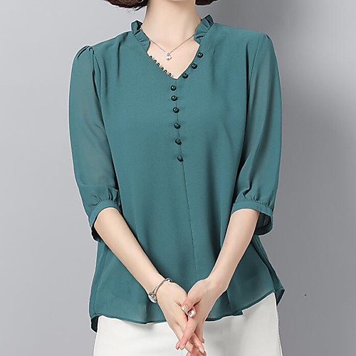 

Жен. Блуза Уличный стиль Однотонный Зеленый US8