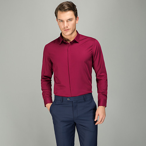 

Муж. Рубашка Деловые Однотонный Пурпурный 43