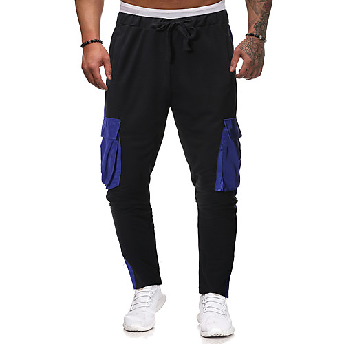 

Муж. Классический Штаны Брюки - Однотонный Пэчворк Черный L XL XXL
