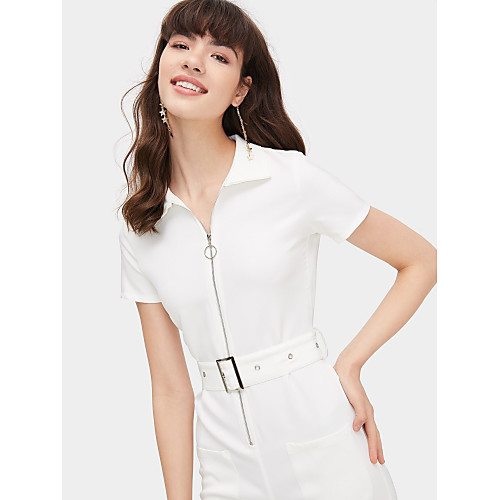 

Жен. Белый Комбинезоны, Однотонный M L XL