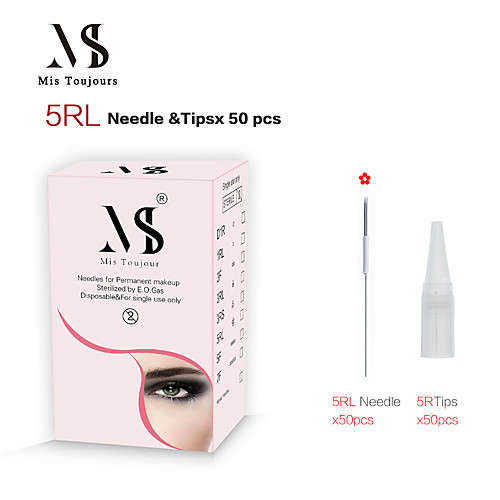 

50pcs 5RL Permanent Makeup Needles And Tips For Microblading Machine Pen Forever Beauty Tattoo Accessories