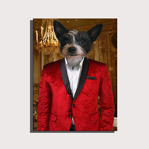 

e-home натянутый холст арт милая серия животных - красный джентльмен собака украшения живопись один шт