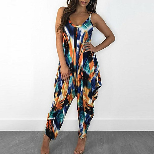 

Жен. Богемный Цвет радуги Комбинезоны, Геометрический принт XL XXL XXXL