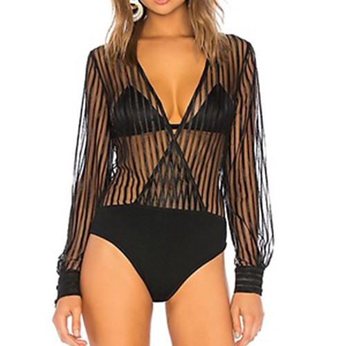 

Жен. Черный Комбинезоны, Однотонный Кружева / Пэчворк M L XL