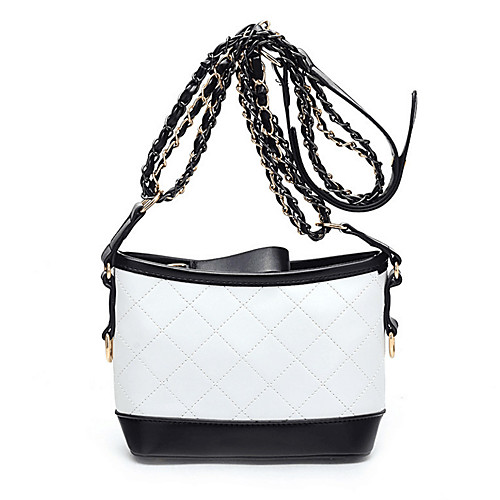 

Women's Polyester / PU Crossbody Bag Solid Color Black / White