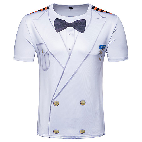 

Men's Casual / Daily Athleisure Basic / Street chic T-shirt - 3D Print Round Neck White / Short Sleeve