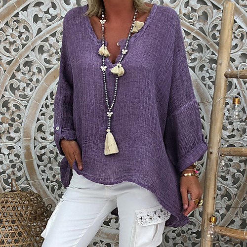 

Жен. Рубашка Однотонный Синий US6