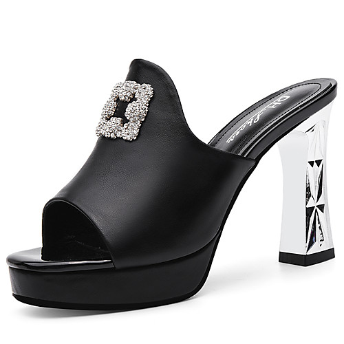 

Жен. Сандалии Боковые пятки На толстом каблуке Синтетика Милая / Минимализм Весна & осень / Лето Белый / Черный