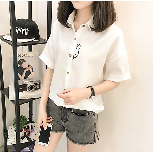 

Жен. Однотонный Короткие рукава Жилет, Приподнятый круглый Белый / Светло-синий M / L / XL