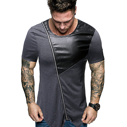 

Муж. Футболка Классический Однотонный / Контрастных цветов Серый US36