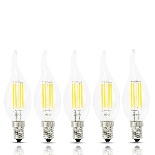 

5шт 4w светодиодные лампы накаливания e14 база Эдисон лампочка c35 винтаж Эдисон лампа свеча мягкий теплый белый 3000 К белый 6000 К 400 лм (45 Вт эквивалент) переменного тока 220-240 В