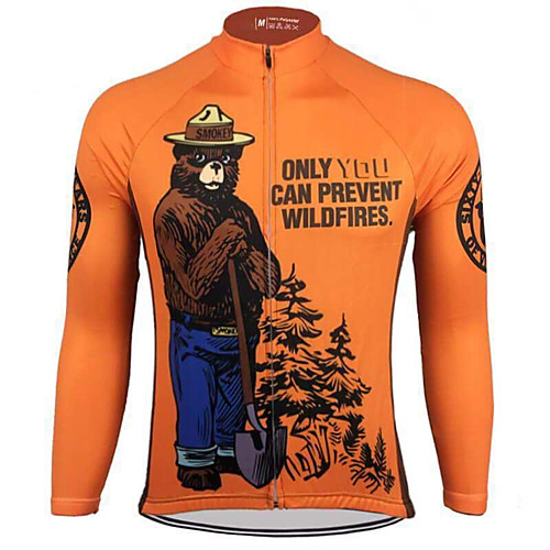 

21Grams Муж. Длинный рукав Велокофты Оранжевый Smokey Bear Велоспорт Верхняя часть Устойчивость к УФ Дышащий Влагоотводящие Виды спорта Терилен Горные велосипеды Шоссейные велосипеды Одежда