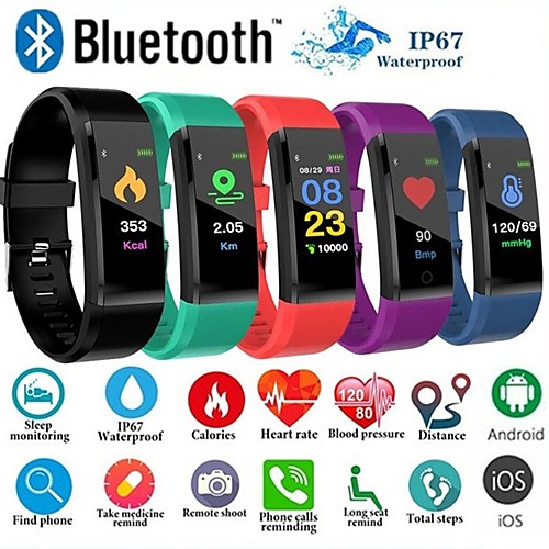 

ID115 PLUS Smart Wristband Bluetooth Fitness Tracker Support Notify/ Heart Rate Monitor Waterproof Sports Smartwatch Compitable Samsung/ Iphone/ Android Phones