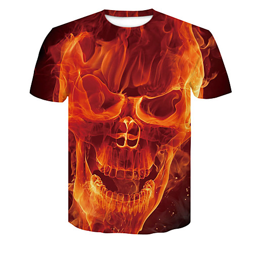 

Men's Daily Wear Plus Size T-shirt - Color Block Round Neck Orange / Short Sleeve